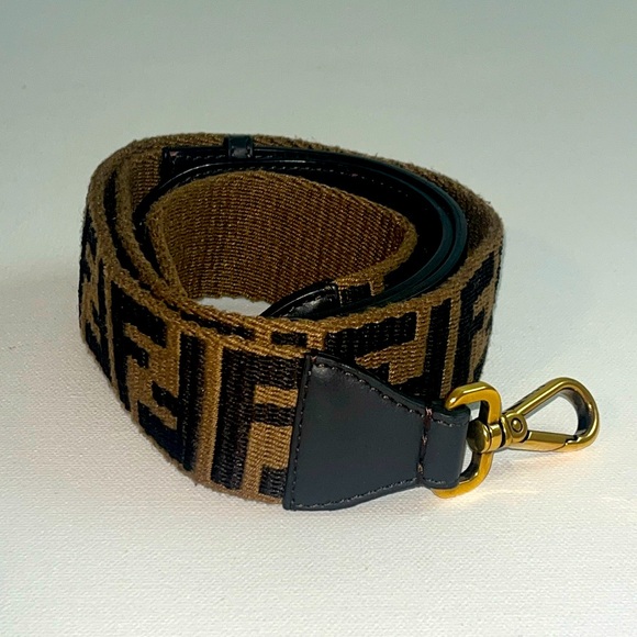 Authentic Fendi Brown Zucca FF Logo Bag Strap You New - Picture 1 of 5